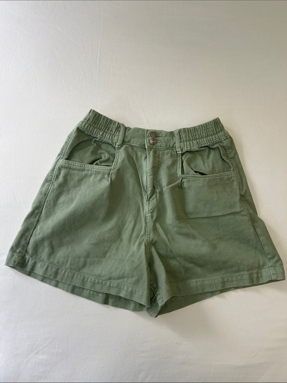 Garage Olive Green High-Rise Utility Shorts